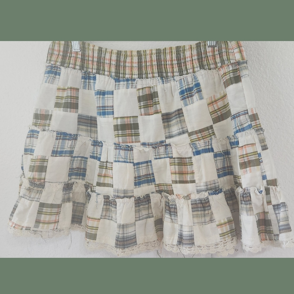 Free People Boho Patchwork Pull On Mini Skirt Med… - image 1
